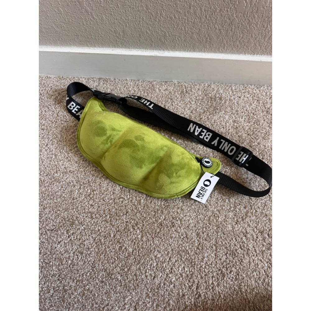 The Only Bean Edamame Plush Belt Bag Green Novelty Waist Pack NWT